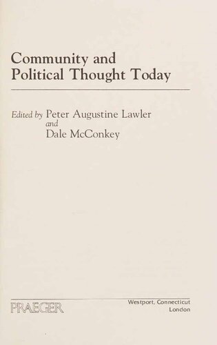 Community and Political Thought Today
