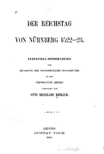 Der Reichstag von Nürnberg 1522-23
