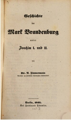 Geschichte der Mark Brandenburg unter Joachim I. und II.