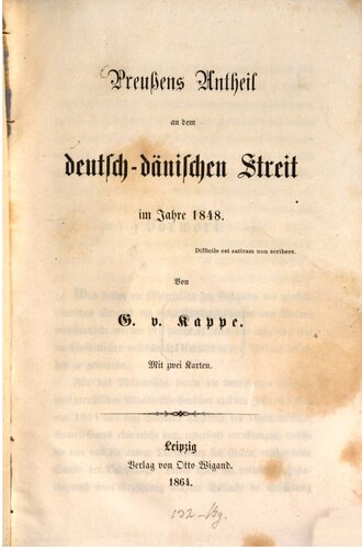 Preußens Anteil an dem deutsch-dänischen Streit im Jahre 1848