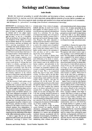 Sociology and Common Sense