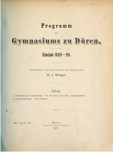 Miscellen zur Varusschlacht