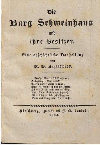 Die Burg Schweinhaus und ihre Besitzer : Eine geschichtliche Darstellung