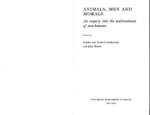 Animals, Men and Morals