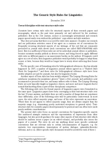 The Generic Style Rules for Linguistics