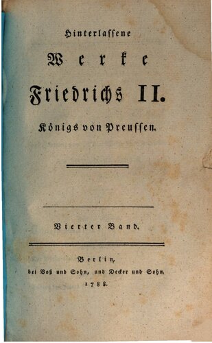 Hinterlassene Werke Friedrichs II., Königs von Preußen