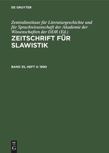 Zeitschrift für Slawistik: Band 35, Heft 4