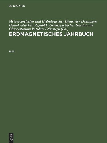 Erdmagnetisches Jahrbuch: 1952
