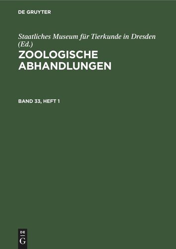 Zoologische Abhandlungen: Band 33, Heft 1