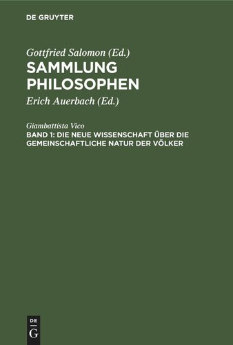 Sammlung Philosophen: Die neue Wissenschaft über die gemeinschaftliche Natur der Völker