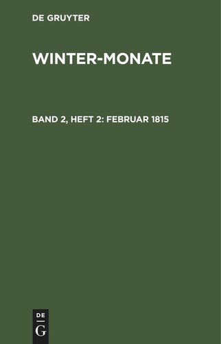 Winter-Monate: Band 2, Heft 2 Februar 1815