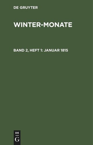 Winter-Monate: Band 2, Heft 1 Januar 1815