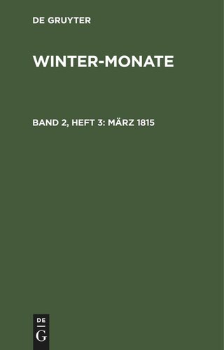 Winter-Monate: Band 2, Heft 3 März 1815