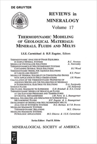 Thermodynamic Modeling of Geologic Materials: Minerals, Fluids, and Melts