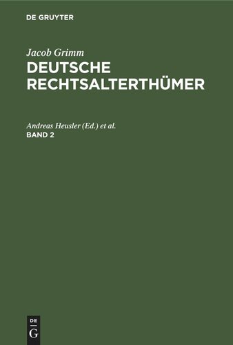 Deutsche Rechtsalterthümer: Band 2