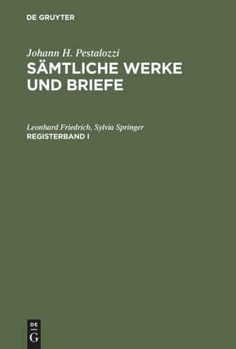 Sämtliche Werke und Briefe: Registerband 1