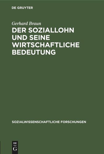 Der Soziallohn und seine wirtschaftliche Bedeutung