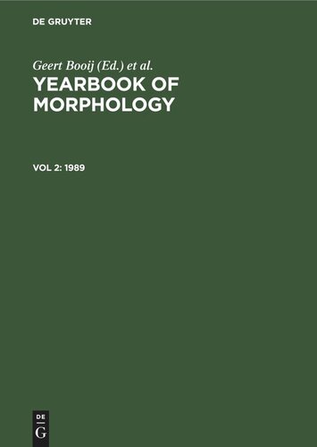 Yearbook of Morphology: Vol 2 1989