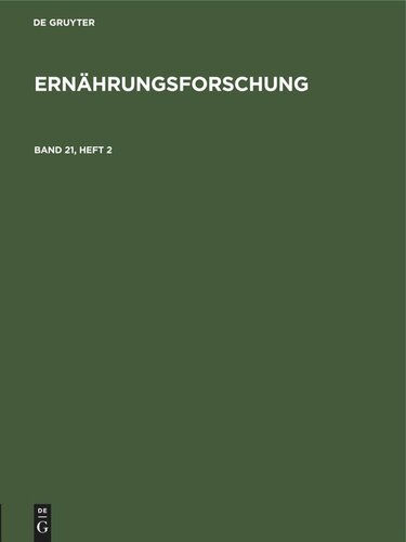 Ernährungsforschung: Band 21, Heft 2