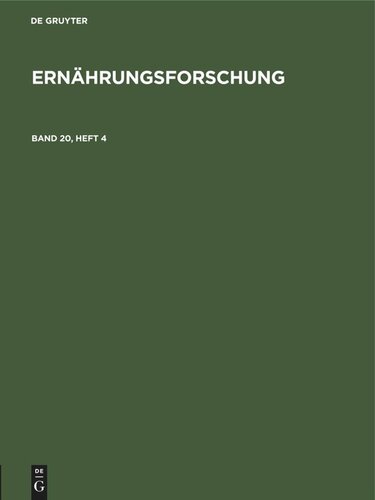 Ernährungsforschung: Band 20, Heft 4