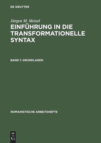 Einführung in die transformationelle Syntax: Band 1 Grundlagen