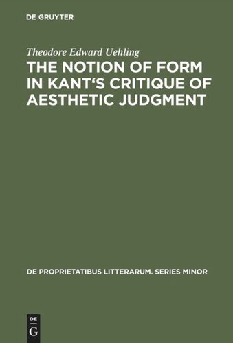The notion of form in Kant's Critique of aesthetic judgment