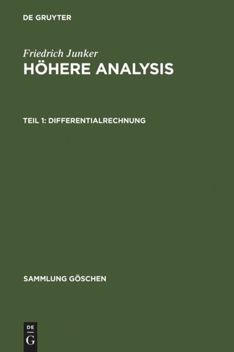 Höhere Analysis: Teil 1 Differentialrechnung