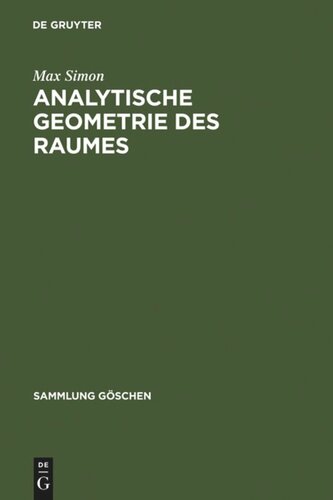 Analytische Geometrie des Raumes