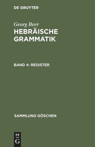 Hebräische Grammatik: Band 4 Register