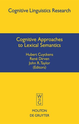 Cognitive Approaches to Lexical Semantics