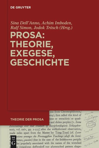 Prosa: Theorie, Exegese, Geschichte