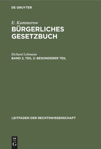 Bürgerliches Gesetzbuch: Band 2, Teil 2 Besonderer Teil