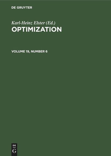 Optimization: Volume 19, Number 6