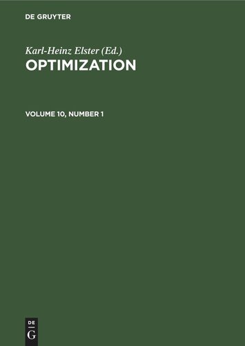 Optimization: Volume 10, Number 1