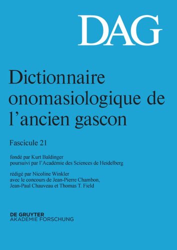 Dictionnaire onomasiologique de l’ancien gascon (DAG): Fascicule 21