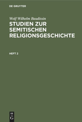 Studien zur semitischen Religionsgeschichte: Heft 2