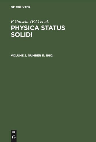 Physica status solidi: Volume 2, Number 11 1962
