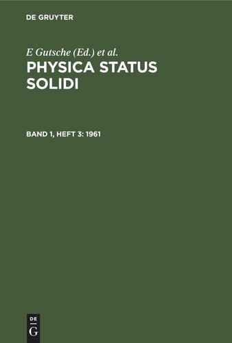 Physica status solidi: Band 1, Heft 3 1961