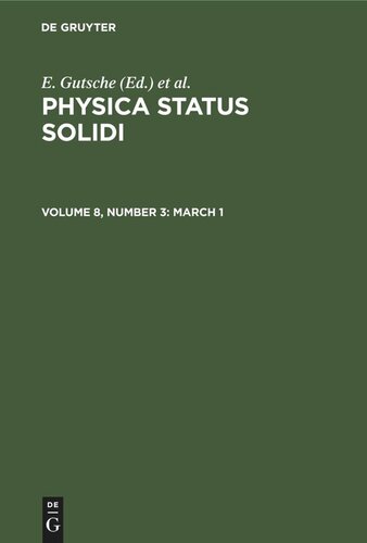 Physica status solidi: Volume 8, Number 3 March 1