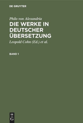 Die Werke in deutscher Übersetzung: Band 1