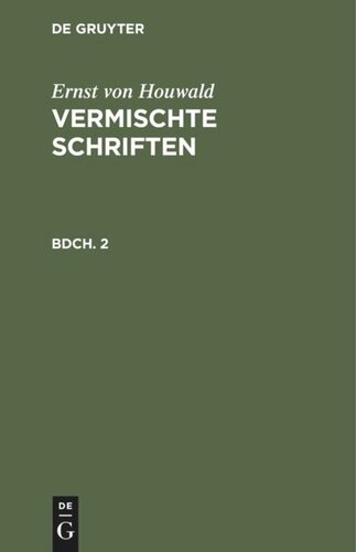 Vermischte Schriften: Bdch. 2