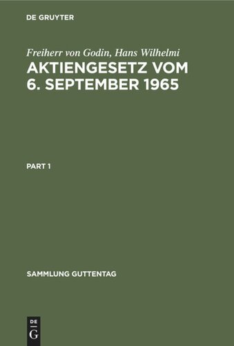 Aktiengesetz vom 6. September 1965: Kommentar