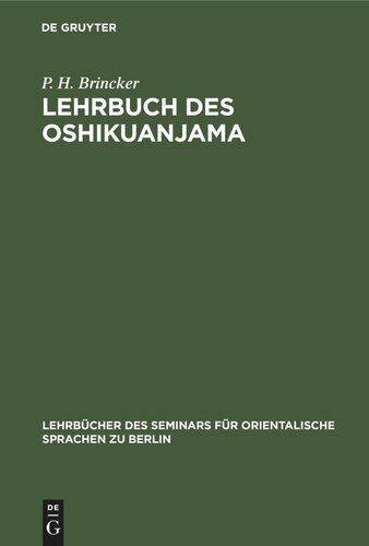 Lehrbuch des Oshikuanjama: (Bantu-Sprache in Deutsch-Südwest-Afrika)