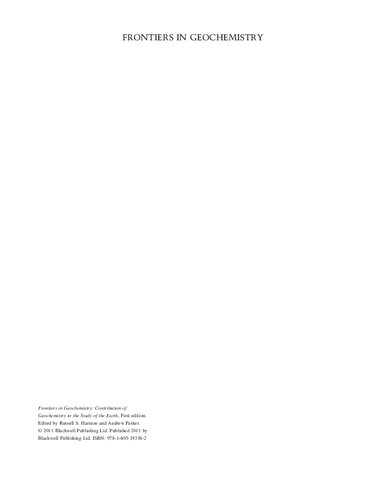 Frontiers in Geochemistry: Contribution of Geochemistry to the Study of the Earth