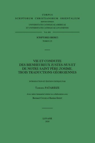 Vie et conduite des Bienheureux Justes-nus et de notre saint Père Zosime: trois traductions géorgiennes: T.