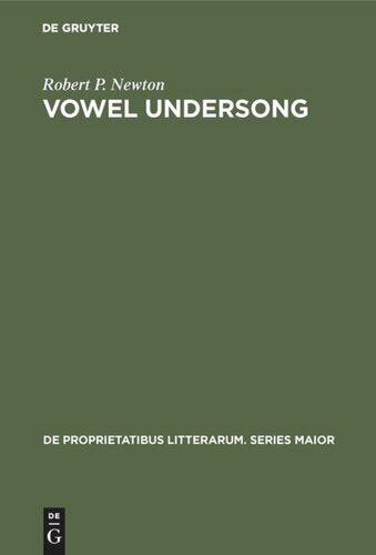 Vowel undersong: Studies of vocalic timbre and chroneme patterning in German lyric poetry