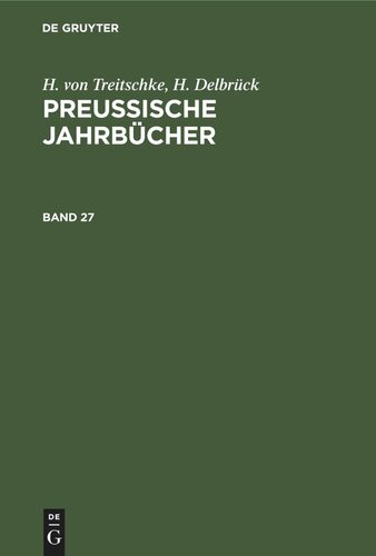 Preußische Jahrbücher: Band 27