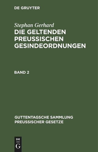 Die geltenden preussischen Gesindeordnungen: Band 2
