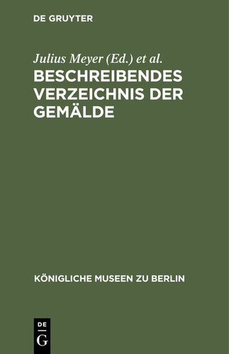 Beschreibendes Verzeichnis der Gemälde