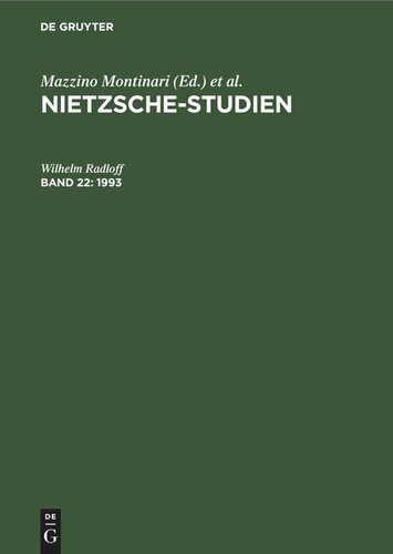 Nietzsche-Studien: Band 22 1993